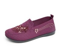 WKAYsIV Orthopädische Mary Jane Ballerinas Damen bequem zum Reinschlüpfen, flache Schuhe für breite Füße, geschlossene Zehen Schlupfschuhe, elegante Alltagsschuhe Freizeit (Purple #1, 39)