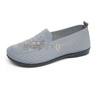 WKAYsIV Orthopädische Mary Jane Ballerinas Damen bequem zum Reinschlüpfen, flache Schuhe für breite Füße, geschlossene Zehen Schlupfschuhe, elegante Alltagsschuhe Freizeit (Light Gray #1, 40)