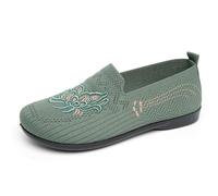 WKAYsIV Orthopädische Mary Jane Ballerinas Damen bequem zum Reinschlüpfen, flache Schuhe für breite Füße, geschlossene Zehen Schlupfschuhe, elegante Alltagsschuhe Freizeit (Green #1, 38)
