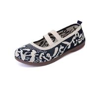 WKAYsIV Orthopädische Mary Jane Ballerinas Damen bequem zum Reinschlüpfen, flache Schuhe für breite Füße, geschlossene Zehen Schlupfschuhe, elegante Alltagsschuhe Freizeit (Navy #2, 37)