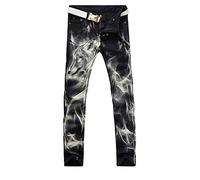 wkd-thvb Herren Wolf Bedruckte Jeans Slim Straight Black Stretch Jeans Designerhose Black 38