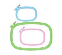 Wkldjf Packung mit 3 wiederverwendbaren ABS Stickrahmen, farbenfrohes Bastelzubehör für Handnähen, Handnähprojekte, sicherer Halt, ABS Kunststoff Stickrahmen