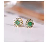 WKXCTS Trendy 925 Sterling Silber Runde Natürliche Smaragd Saphir Ohrstecker for Frauen S925 Schmuck Smaragd Edelstein Ohrringe Geschenk Ohrringe (Gem Color : Natural Emerald)