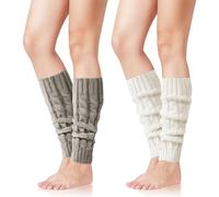 wlertcop 2 Paar Stulpen Gestrickt Beinwärmer Kawaii Stulpen Damen Ballett Beinstulpen Damen Leg Warmers Fussstulpen Strickstulpen Wadenwärmer Leg Sleeve Knöchelwärmer für Frauen,Ballett,Yoga, Partys