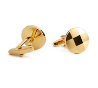 WLGDMO Manschettenknöpfe Für Herren Klassische Rundenscheck Business Formelle Manschettenknöpfe Herrengeschenk-Gold-25 * 18Mm