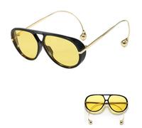 WLHFDC Sonnenbrille Damen,UV400-Schutz Sunglasses Woman,Trendy Modische große Sonnenbrille Damen für Reisen & Outdoor Aktivitäten Partyzubehör(Gelb)