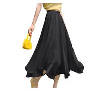 WLIHDB Frühling Sommer Damen Langer Halbrock Elastische Taille Elegant Romantisch Dating Regenschirm FüR Damen(Black,L)