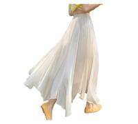 WLIHDB Frühling Sommer Damen Langer Halbrock Elastische Taille Elegant Romantisch Dating Regenschirm FüR Damen(Light Yellow,M)