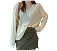 Wlinfetity Damen Strickpullover Langarm Dünn Lose Basic One Size | Dünn gestrickt, langarm, lose Passform, ideal als Inner Layering, für Damen