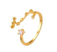WLLDDDIU 925 Sterling Silber Cz 12 Sternzeichen Ring für Frauen Männer Verstellbarer Offener Daumenring Dünn Stapelbar Sternbild Astrologie Statement Band Schmuck Geburtstagsgeschenke Gold Zwilli