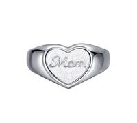 WLLDDDIU 925Er Sterlingsilber-Herz-Siegelring mit Der Aufschrift „Mom“, Verstellbarer Daumenring, Liebevolles Geschenk für Mütter Von Tochter Oder Sohn, Eleganter Statement-Schmuck Aus Silber