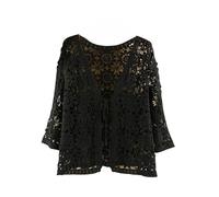 WLLDDDIU Bolero Damen Festlich, Damen Blumen Häkel Strickjacke mit Bindeband Vorne, Leicht, Kurze Bolero Jacke mit 3/4 Ärmeln, Elegante Bluse, Bauchfreie Tops, Sommer Strandüberzug für Kleider,