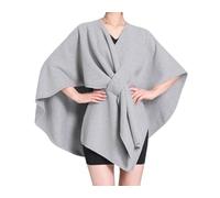WLLDDDIU Damen Cape Poncho aus Wollmischung,eleganter,Schlichter Poncho Umhang,Schal,Vintage Pullover,Schal,Wickeljacke,Strickjacken mit offener Vorderseite, Decke,Mantel,Geschenk für Frauen,Hellgrau