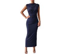 WLLDDDIU Damen Elegante Maxikleider für Hochzeitsgäste, Sexy Ärmellos Sommer Lange Bodycon Kleider Party Eng Festlich Abend Cocktail Outfits Navy Xs
