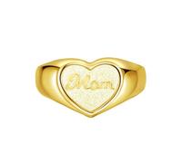 WLLDDDIU Ein Liebevolles Geschenk für Mama: Herzring Aus 925Er Sterlingsilber mit Der Gravur „Mama“. Stilvoller Siegelring mit Verstellbarem, Offenem Band - Ein Perfektes Schmuckstück für Gebu