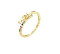 WLLDDDIU Ein Liebevolles Geschenk für Mama: Ring Aus Sterlingsilber mit Dem Buchstaben „Mama“ und Mehrfarbigen Kristallen. Eleganter, Minimalistischer Stapelring. Wunderschöner Schmuck, Ideal Al