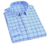 WLLDDDIU Herren Kariertes Flanellhemd mit Langen Ärmeln und Legerem Arbeitshemd - Weiches, Gebürstetes Baumwollüberhemd mit Brusttasche, Kariertes Oberteil für Herbst und Winter, Hellblau L