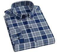 WLLDDDIU Herren Kariertes Flanellhemd mit Langen Ärmeln und Legerem Arbeitshemd - Weiches, Gebürstetes Baumwollüberhemd mit Brusttasche, Kariertes Oberteil für Herbst, Winter, Schichtung Marine