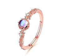 WLLDDDIU Herren Ringe 925 Silber,925 Sterling Silber Ring Retro Mode Blauer Mondstein Plattiert Roségold Zirkon Offene Verstellbare Ringe Schmuck Geschenke Für Jungen Mädchen Männer Frauen