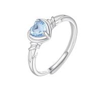 WLLDDDIU Herz-Edelstein-Ring Mit Geburtsstein, 925Er Sterlingsilber, Solitär-Verlobungsring Für Frauen, Unendlichkeitsband, Verstellbar, Jahrestag, Ewigkeits-Versprechensband Für Sie, Topas