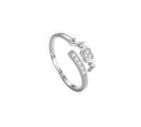 WLLDDDIU Herzring Aus 925Er Sterlingsilber für Damen, Verstellbares Offenes Band mit Zirkonia, Liebevolles Geschenk für Mütter Von Kindern, Liebes-Mama-Schmuck Zum Geburtstag, Jahrestag, Thanksgi
