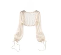 WLLDDDIU Kleider Damen Festlich,Bolero Für Damen, Chiffon, Spitze, Kurzes Oberteil, Elegante Quaste, Lange Ärmel, Strickjacke, Vorne Offen, Durchsichtig, Schulterjacke, Umhang, Abendparty, Überzu