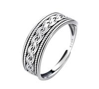 WLLDDDIU Klobiger Antiker Ring 925 Sterling Silber Ring Öffnung Verstellbare Ringe Retro Unisex Geflochtener Daumenschlaufe Für Paare Männer Frauen Charme Schmuck Geschenke