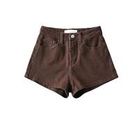 WLLDDDIU Kurze Hose Damen, Damen Jeans Shorts, Hohe Taille, Dehnbar, Lässig, Sommer Denim Cutoffs mit Taschen, Abgeschnittene Jeanshose für Den Alltag, Ausgehen, Strandurlaub, Sexy Hotpants, Kaffe