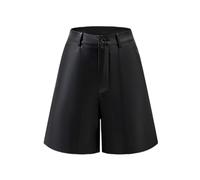 WLLDDDIU Kurze Hose Damen, Damen Kunstleder Shorts High Waist Bermuda Biker Shorty Hose Sommer Weites Bein A Linie Hose Casual Punk Party Rock Leder Cutoffs Trendy Mädchen Hot Pants Schwarz L