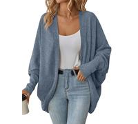 WLLDDDIU Leichte Boleros für Damen Oversize Strickjacke eleganter Umhang mit Fledermausärmeln Bolero Boho Mantel mit offener Vorderseite Abend/Hochzeits Cover Up Schalbluse Blau M