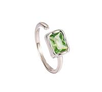 WLLDDDIU Natürlicher Ammolit-Steinring, Grüner Kristall, Quadratisch, Facettierter Ring, Verstellbar, Offene Steinringe, Reiki-Balance, Knöchel-Fingerringe, Ewigkeitsring Für Frauen, Mädchen, M