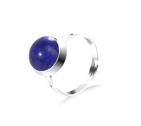 ASDFY Natürlicher Blauer Lapislazuli-Ring Kristall Runder Böhmen-Ring Verstellbarer Damen-Ring Mit Offenem Stein Reiki-Balance Knöchel-Finger-Ring Ewigkeitsring Für Frauen, Mädchen, Männer