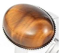 WLLDDDIU Natürlicher Brauner Tigerauge-Steinring Ovaler Kristallring Verstellbarer Damen-Ring Mit Offenem Stein Reiki-Balance Knöchel-Finger-Ringe Ewigkeitsring Für Frauen, Mädchen, Männer