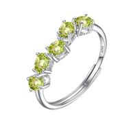 WLLDDDIU Natürlicher Edelstein Amethyst/Citrin/Topas/Peridot/Rubin Silber Halb Ewigkeitsring Für Frauen Geburtsstein Jahrestag Hochzeit Verlobungsring Für Sie Peridot
