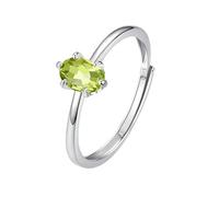 WLLDDDIU Natürlicher Edelstein Topas/Amethyst/Citrin/Peridot/Rubin Solitär-Verlobungsring Für Frauen, Geburtsstein, Jahrestag, 925Er Sterlingsilber, Versprechensband Für Sie, Peridot