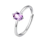WLLDDDIU Natürlicher Edelstein Topas/Amethyst/Citrin/Peridot/Rubin Solitär-Verlobungsring Für Frauen, Geburtsstein, Jahrestag, 925Er Sterlingsilber, Versprechensband Für Sie, Amethyst