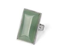 WLLDDDIU Natürlicher Großer Grüner Aventurin-Ring, Rechteck, Breiter Kristallring, Verstellbar, Offene Steinringe, Reiki-Balance, Knöchel-Fingerringe, Ewigkeitsring Für Frauen, Mädchen, Männer