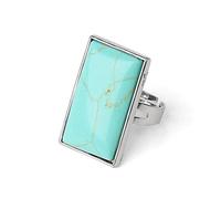 WLLDDDIU Natürlicher Großer Türkis-Ring, Grünes Rechteck, Breiter Kristallring, Verstellbar, Offene Steinringe, Reiki-Balance, Knöchel-Fingerringe, Ewigkeitsring Für Frauen, Mädchen, Männer