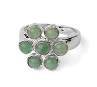 WLLDDDIU Natürlicher Grüner Aventurin-Kristallring Blumenring Verstellbarer Offener Ring Für Frauen Reiki-Balance-Steinringe Knöchelfingerringe Ewigkeitsring Für Frauen, Mädchen, Männer