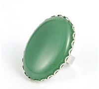 WLLDDDIU Natürlicher Grüner Tanglin-Jade-Ring, Ovaler Großer Kristallring, Verstellbar, Offene Steinringe, Reiki-Balance, Knöchel-Fingerringe, Ewigkeitsring Für Frauen, Mädchen, Männer