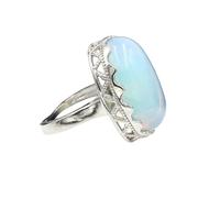 WLLDDDIU Natürlicher Opalring Kristall Ovaler Großer Ring Verstellbarer Offener Stein Der Frauen Ringe Reiki Balance Knöchel Finger Ringe Ewigkeitsring Für Frauen Mädchen Männer