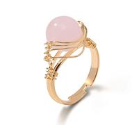 ASDFY Natürlicher Rosen-Rosa-Quarz-Ring Kristall-Draht-Wrap-Ring Verstellbarer Damen-Ring Mit Offenem Stein Reiki-Balance-Knöchel-Finger-Ringe Ewigkeitsring Für Frauen, Mädchen, Männer
