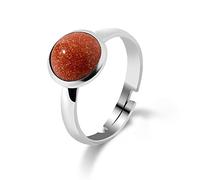 WLLDDDIU Natursteinring Kristallrunder Ring Verstellbarer Offener Steinring Für Frauen Reiki Balance Knöchel Fingerringe Ewigkeitsring Für Frauen Mädchen Männer,Goldener Sandstein