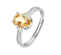 WLLDDDIU Oval Geschliffener Natürlicher Edelstein Amethyst/Citrin/Topas/Peridot/Rubin, Silber-Verlobungsringe Für Frauen, Solitär-Versprechensring, Simulierter Diamant, Jahrestags-Ehering Für Si