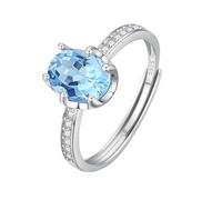 WLLDDDIU Oval Geschliffener Natürlicher Edelstein Amethyst/Citrin/Topas/Peridot/Rubin, Silber-Verlobungsringe Für Frauen, Solitär-Versprechensring, Simulierter Diamant, Jahrestags-Ehering Für Si