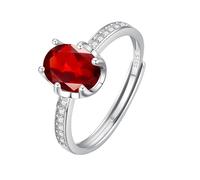 WLLDDDIU Oval Geschliffener Natürlicher Edelstein Amethyst/Citrin/Topas/Peridot/Rubin, Silberne Verlobungsringe Für Frauen, Solitär-Versprechensring, Simulierter Diamant, Jahrestags-Ehering Für