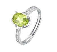 WLLDDDIU Oval Geschliffener Natürlicher Edelstein Amethyst/Citrin/Topas/Peridot/Rubin, Silberne Verlobungsringe Für Frauen, Solitär-Verlobungsring, Simulierter Diamant, Jahrestags-Ehering Für Si