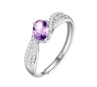 WLLDDDIU Oval Geschliffener Natürlicher Edelstein, Solitär-Verlobungsring Für Frauen, Silberne Geburtssteinringe, Handgefertigt, Gedrehtes Unendlichkeitsband, Simulierter Diamant, Jahrestags-Eher