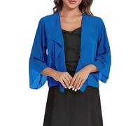 WLLDDDIU Oversized Chiffon Kimono Cardigan für Damen, Lockere Passform, 3/4 Ärmel, Offenes Crop Top, Leichtes, Transparentes Sommer Cover Up für Den Alltag, Übergrößen S XXL, Dunkelblau, XXL