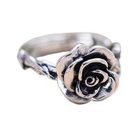 WLLDDDIU Ring Aus 925Er Sterlingsilber, 925 Sterling Silber Ringe Rose Blume Verstellbare Ringe Retro Altmodisch Verstellbare Sterling Versprechen Ringe Geschenke Für Männer Mädchen Frau Ewigkeit
